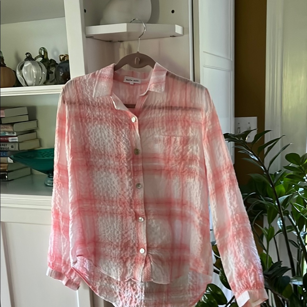 Bella Dahl Coral and White Textured Blouse